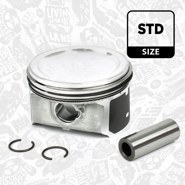 PM011400, Piston with rings and pin, Complete piston with rings and pin, ET ENGINETEAM, SEAT SKODA VW IBIZA LEON TOLEDO OCTAVIA FABIA GOLF CADDY BORA 1,4 BKY BCA 2003+, 036107065CE, 0282200, 99913600